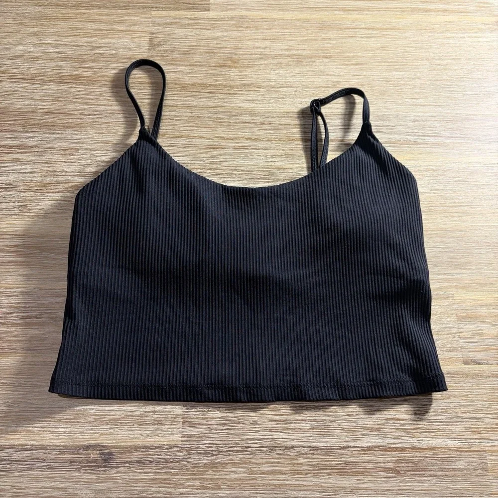 Women's Body Glove Built In Bra Spaghetti Strap Crop Top Size Medium Black